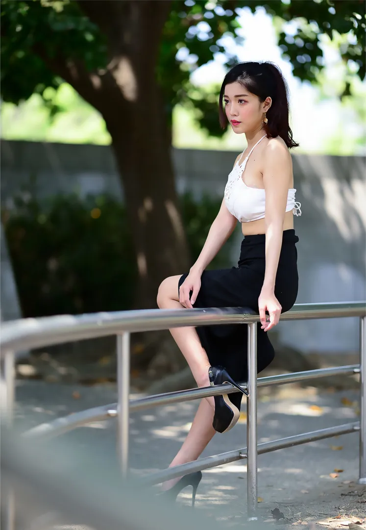 [Mzsock] NO.162 Sasha belly-baring high-cut long skirt with high heels and beautiful legs street photography#[105P]-12